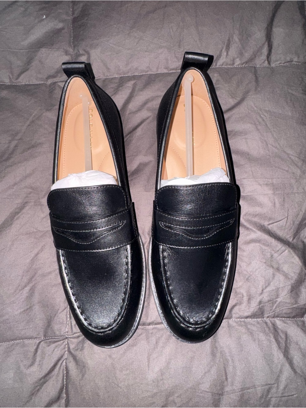 Cole Haan Black Leather Penny Loafers
